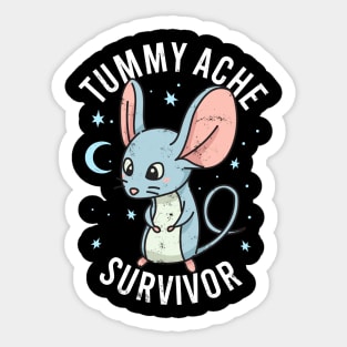 Tummy Ache Survivor Stomach Aches Abdominal Ache Funny Mouse Sticker